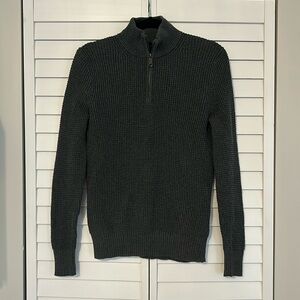 J. Crew Factory Men’s Waffle Knit Quarter Zip Gray XS Sweater